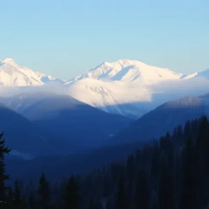 Snow-covered Sierra Nevada mountains