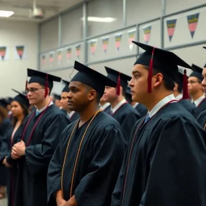 Inmates in graduation caps and gowns at SDSU VISTA program ceremony