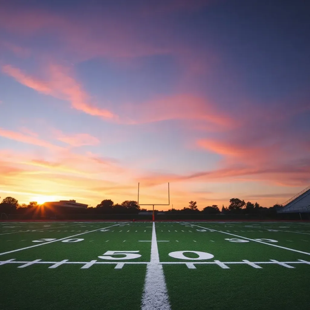 Empty football field symbolizing accountability and consent in collegiate sports