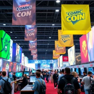 Attendees engaging with gaming demos at Bandai Namco's Comic-Con booth