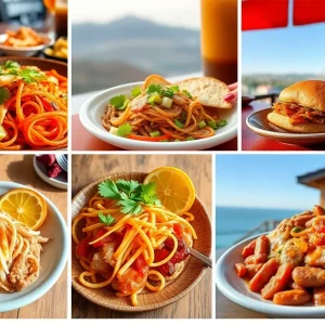 A collage representing the culinary diversity of California.