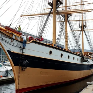 The Californian tall ship undergoing repairs