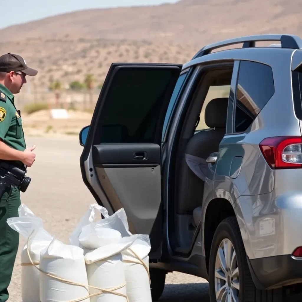 U.S. Border Patrol agent inspecting a vehicle for drug smuggling