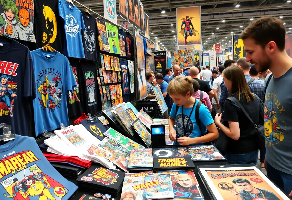 Exclusive merchandise display at Wolfgang Industries booth at Comic-Con