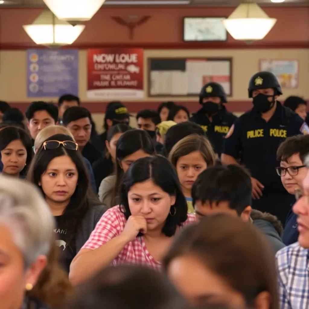 Community members reacting to ICE raid during dinner service.