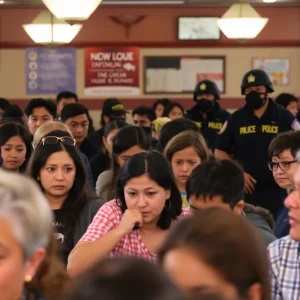 Community members reacting to ICE raid during dinner service.