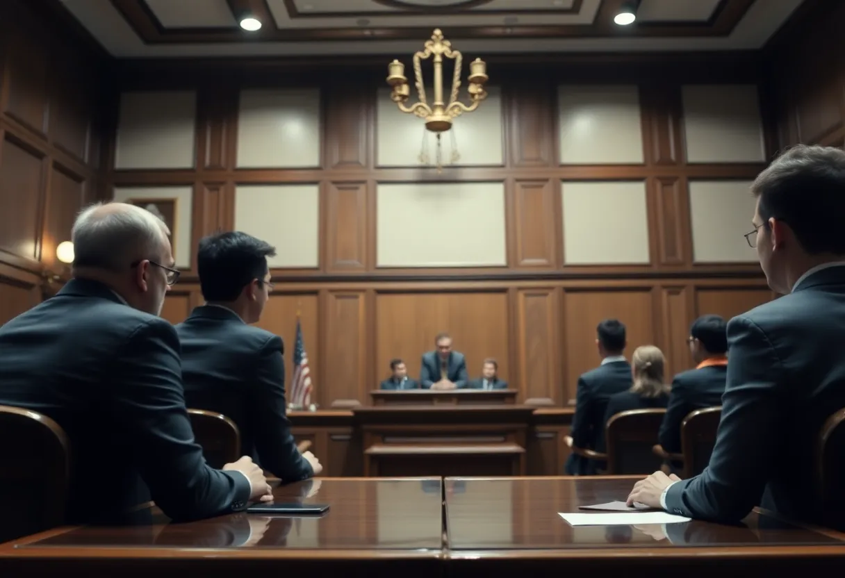 Courtroom scene related to sex trafficking case