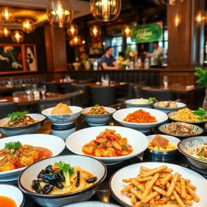 A stunning display of Asian-inspired dishes at a fine dining restaurant.