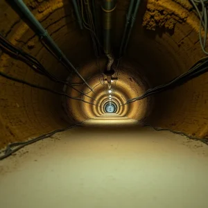 Construction details of a drug smuggling tunnel with electrical wiring under the U.S.-Mexico border.