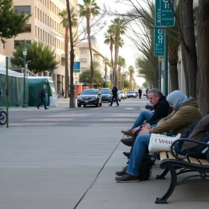 Street view of El Cajon highlighting homeless population