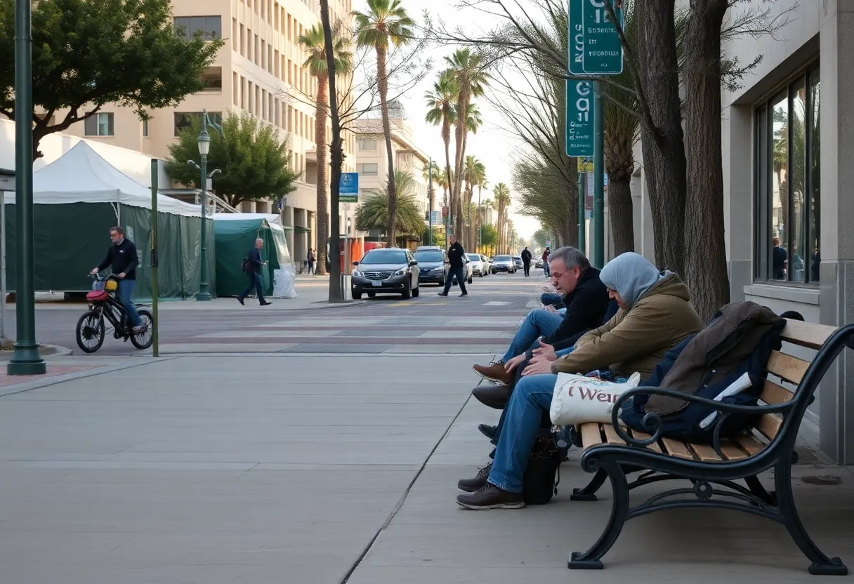 Street view of El Cajon highlighting homeless population