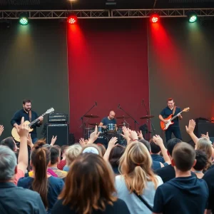 Foreigner performing with a choir at a fair