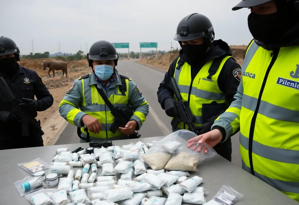 Law enforcement seizing illegal drugs at the border