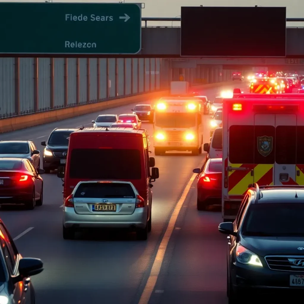 Traffic jam on southbound I-5 freeway