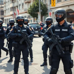 Law enforcement officers conducting an ICE operation
