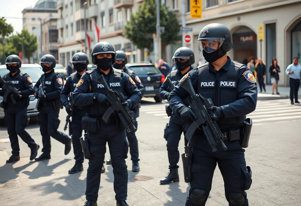 Law enforcement officers conducting an ICE operation