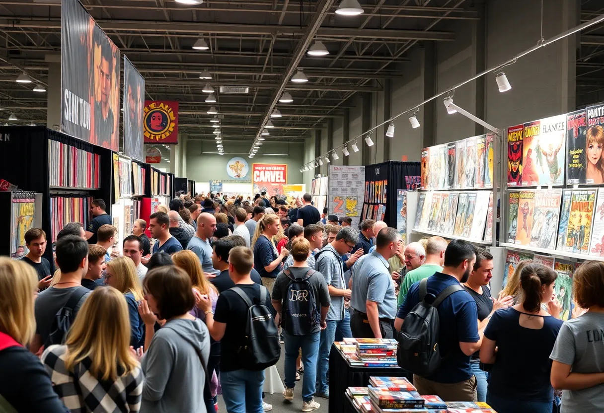 Ignition Press booth at San Diego Comic-Con showcasing comics and merchandise.