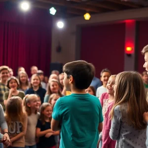 Audience enjoying a comedy show featuring energetic performances