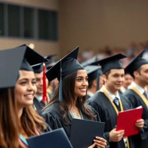 Graduates celebrating at the Library High School graduation ceremony