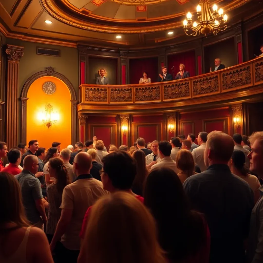 Audience participating in a live screening of Napoleon Dynamite
