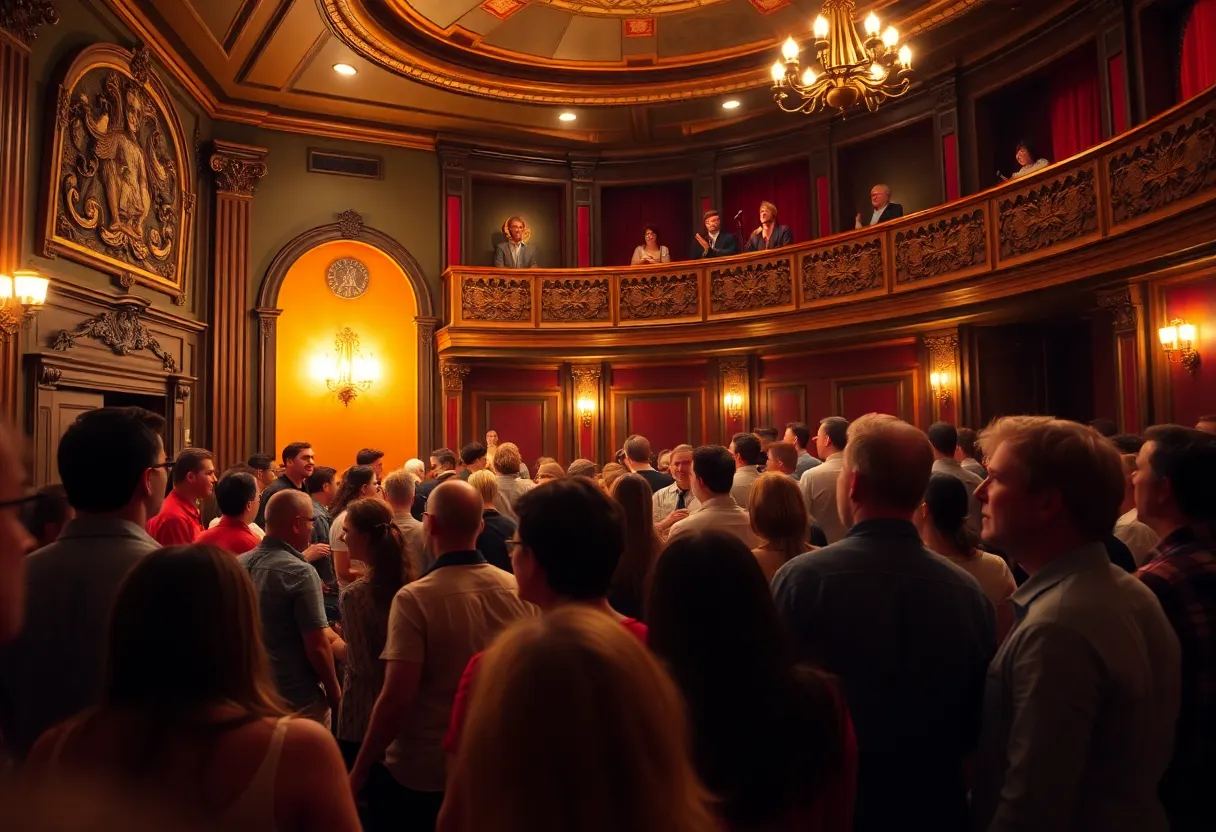 Audience participating in a live screening of Napoleon Dynamite