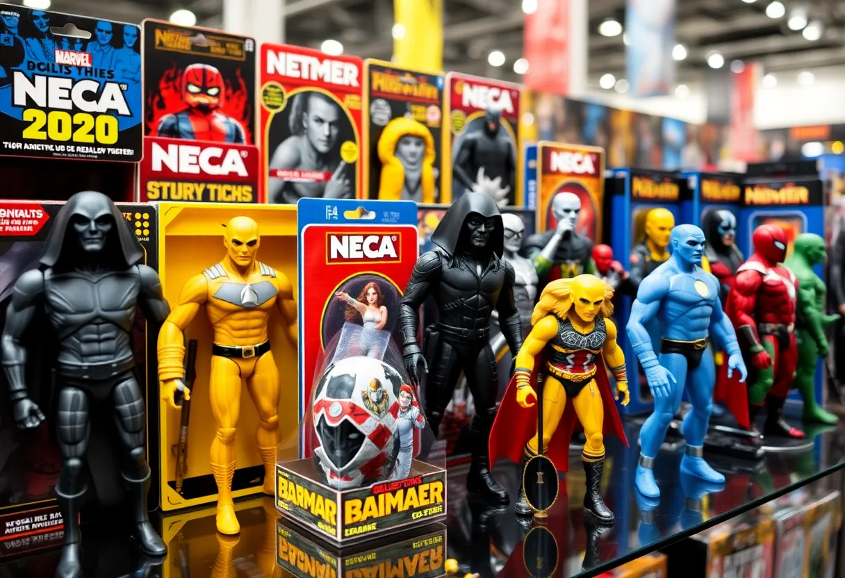 Display of NECA exclusive action figures at San Diego Comic-Con