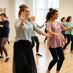Participants in a dance therapy class for individuals with neurological disorders
