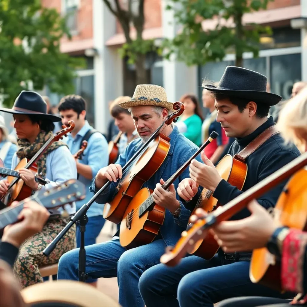 Rhiannon Giddens performing at a live outdoor concert