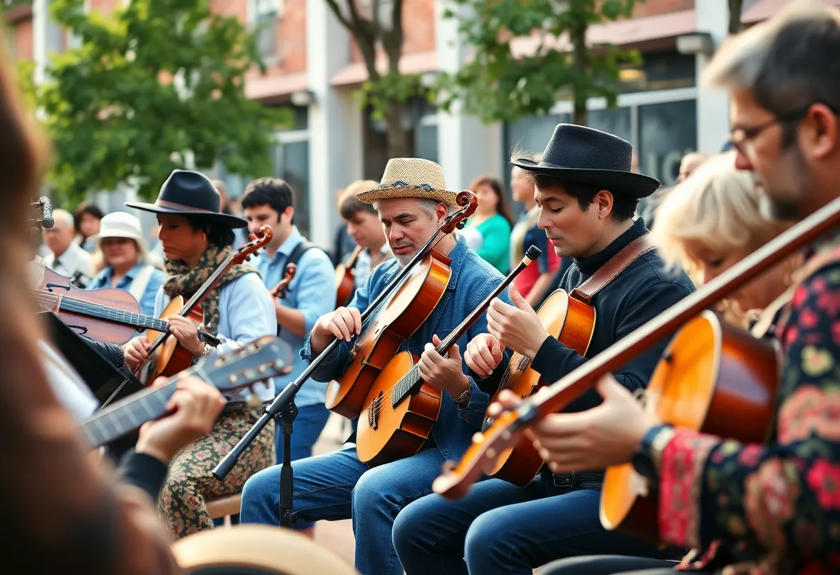 Rhiannon Giddens performing at a live outdoor concert