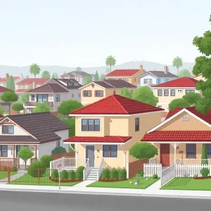Illustration of San Diego neighborhood with varying home sizes.