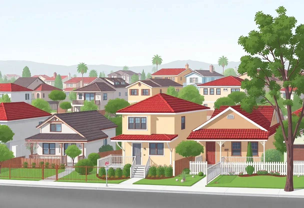 Illustration of San Diego neighborhood with varying home sizes.