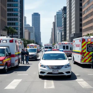 Ambulances in San Diego during emergency response
