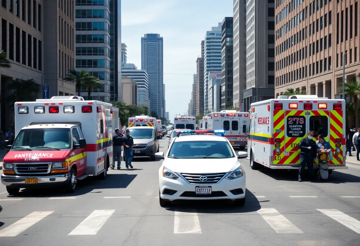 Ambulances in San Diego during emergency response