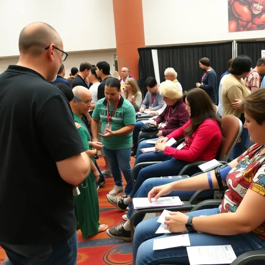 Community members participating in the San Diego Blood Drive at Comic-Con