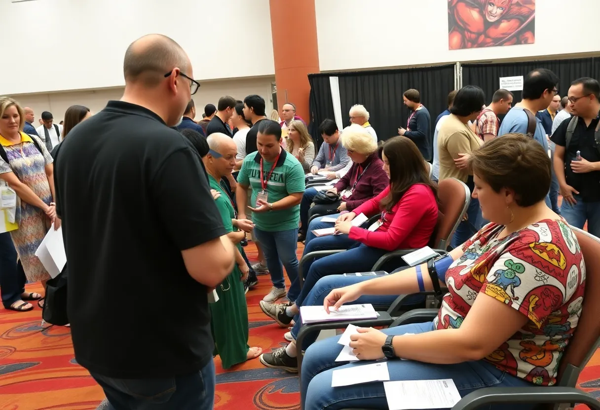 Community members participating in the San Diego Blood Drive at Comic-Con