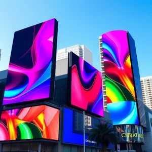 A view of San Diego with digital billboards