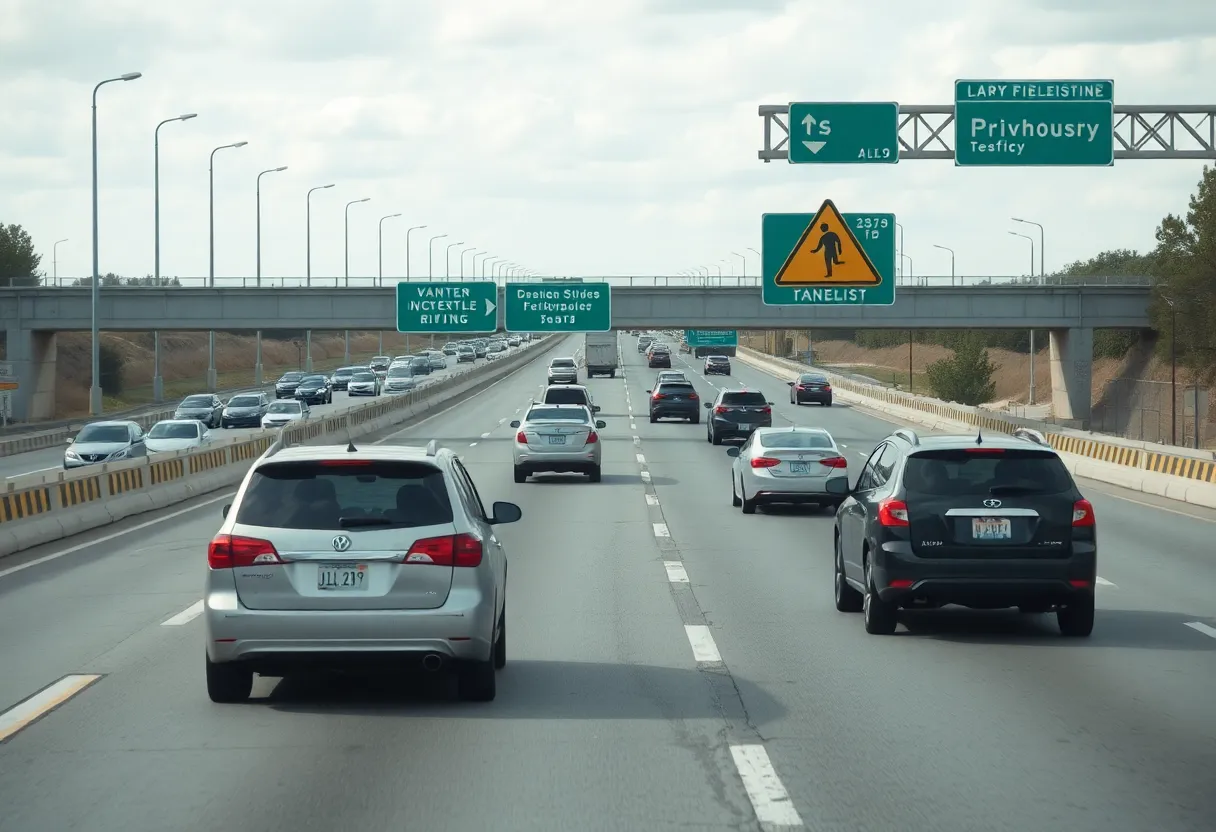 Busy Interstate 15 in San Diego showing traffic patterns.