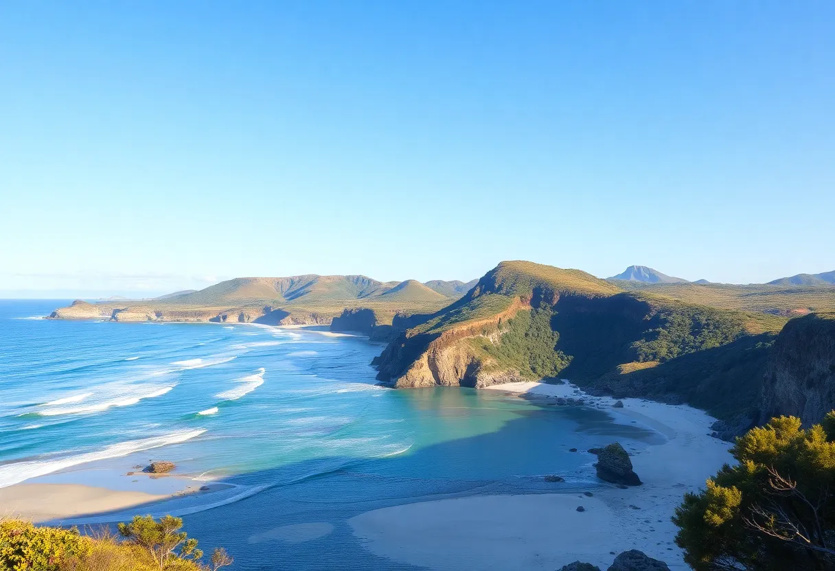 A scenic beach and national park during summer