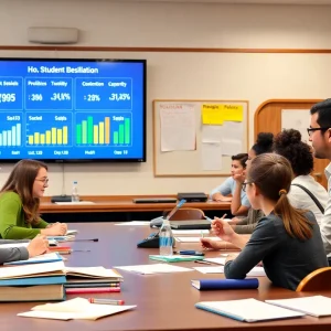 Educators discussing Restorative Discipline Policy updates at a school board meeting
