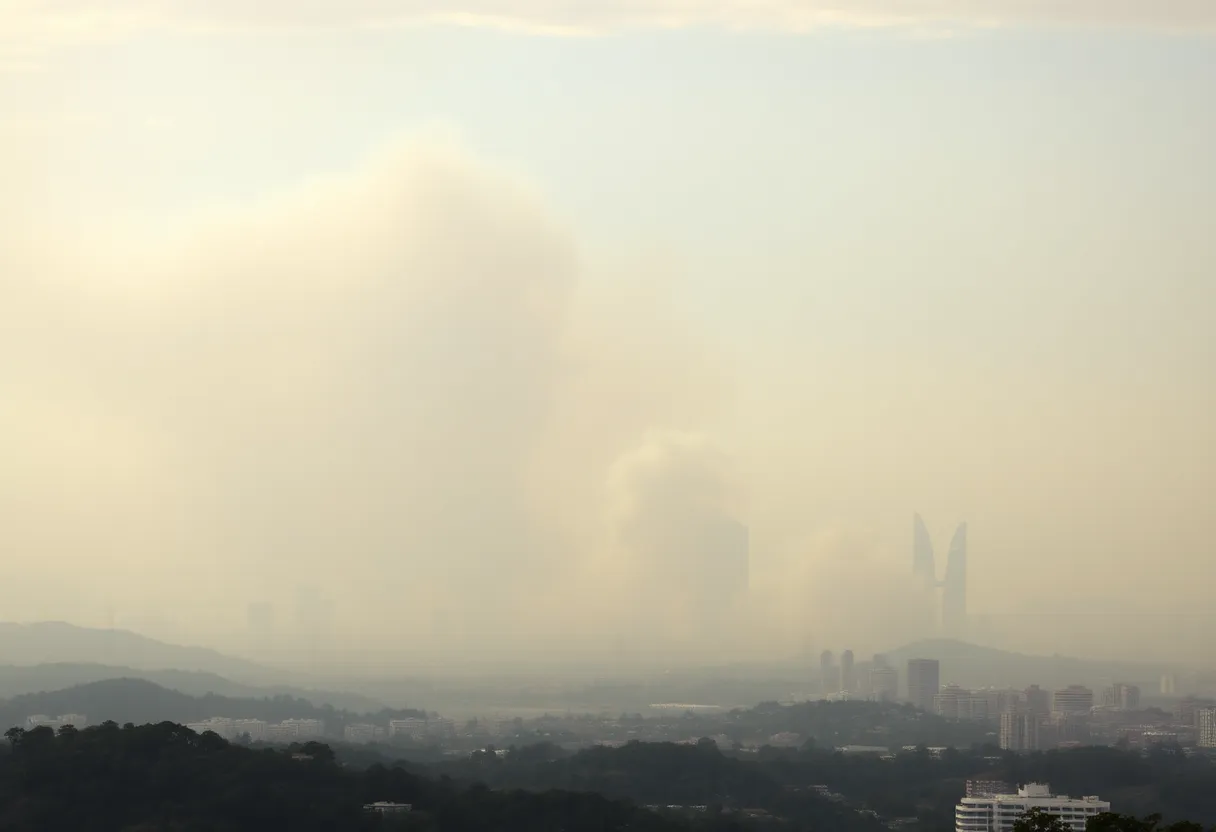 Hazy skyline due to smoke from wildfires