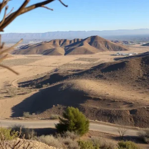 Landscape of Southern California during a heatwave with public safety measures