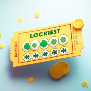 Illustration of a colorful lottery ticket symbolizing luck and winning.