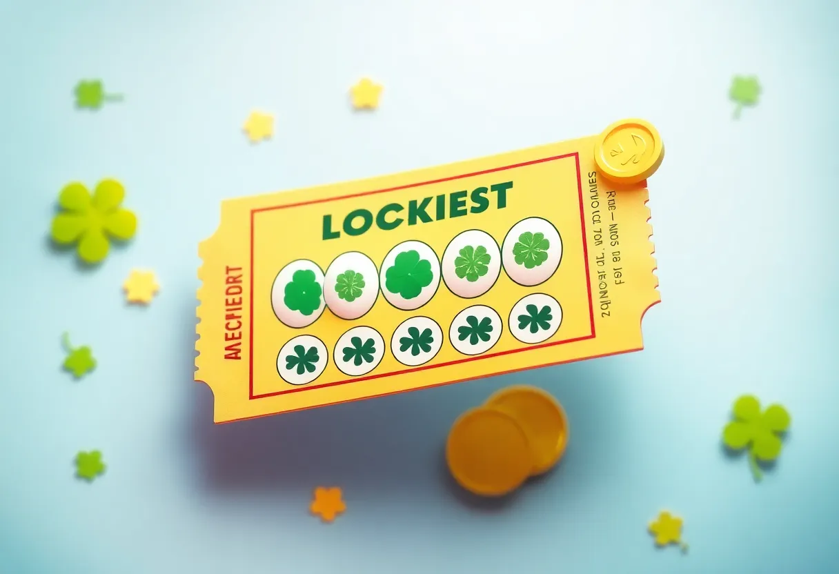 Illustration of a colorful lottery ticket symbolizing luck and winning.