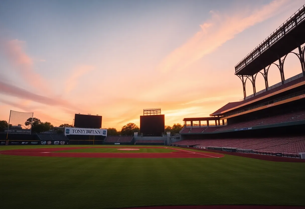 Empty baseball field at Tony Gwynn Stadium
