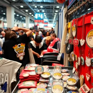 Merchandise display at Viz Media SDCC booth