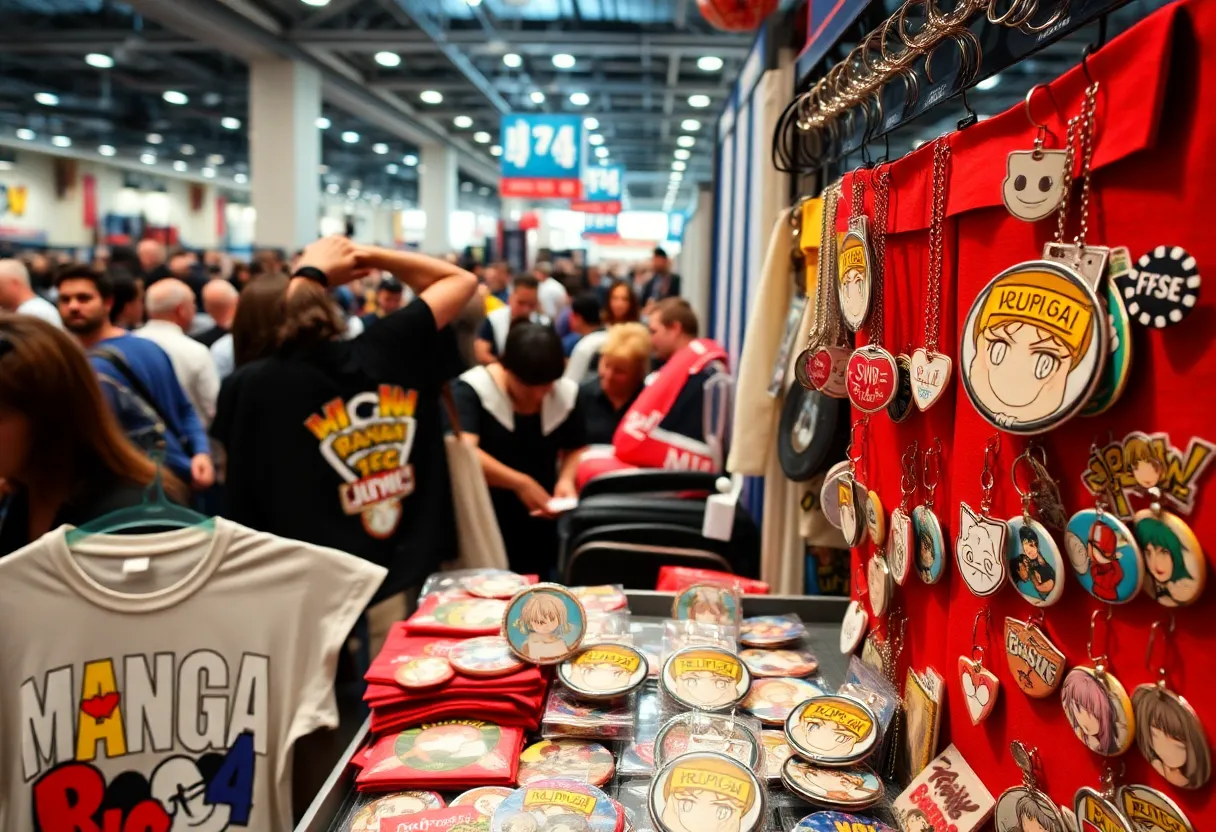 Merchandise display at Viz Media SDCC booth