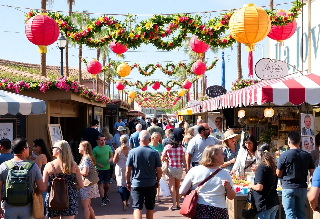 Community event celebrating Bastille Day in La Jolla with art and music.
