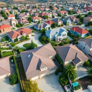 Aerial view of California homes indicating investor ownership
