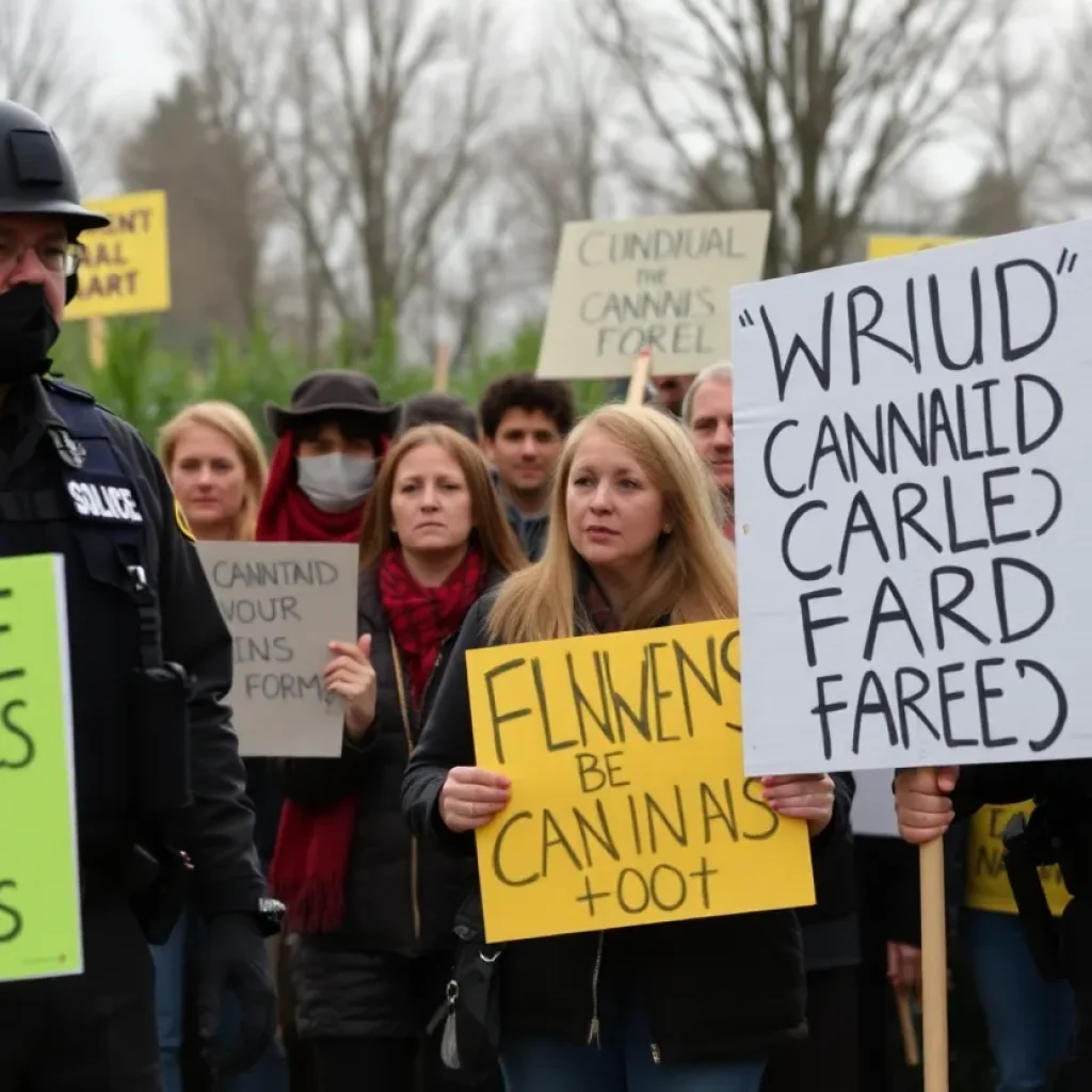 Protesters gather against immigration raids at cannabis farms in California