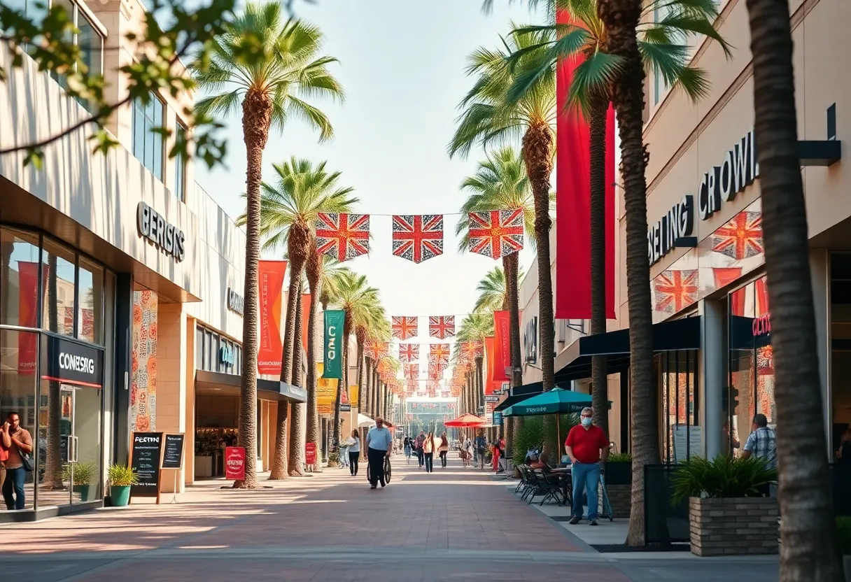 Street view of California with new retail and dining establishments